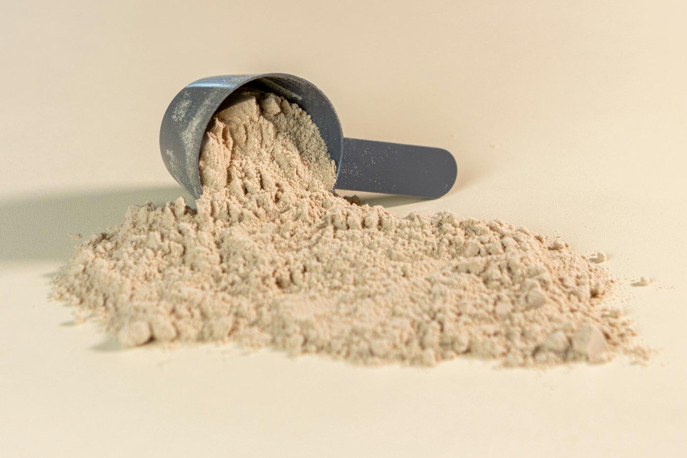 Scoop of chocolate protein